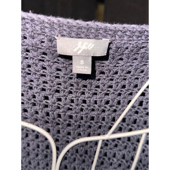 Great Condition WOMEN J Jill Sweater blue Cardigan Button Up Cable Knit blue Lon - Picture 12 of 13